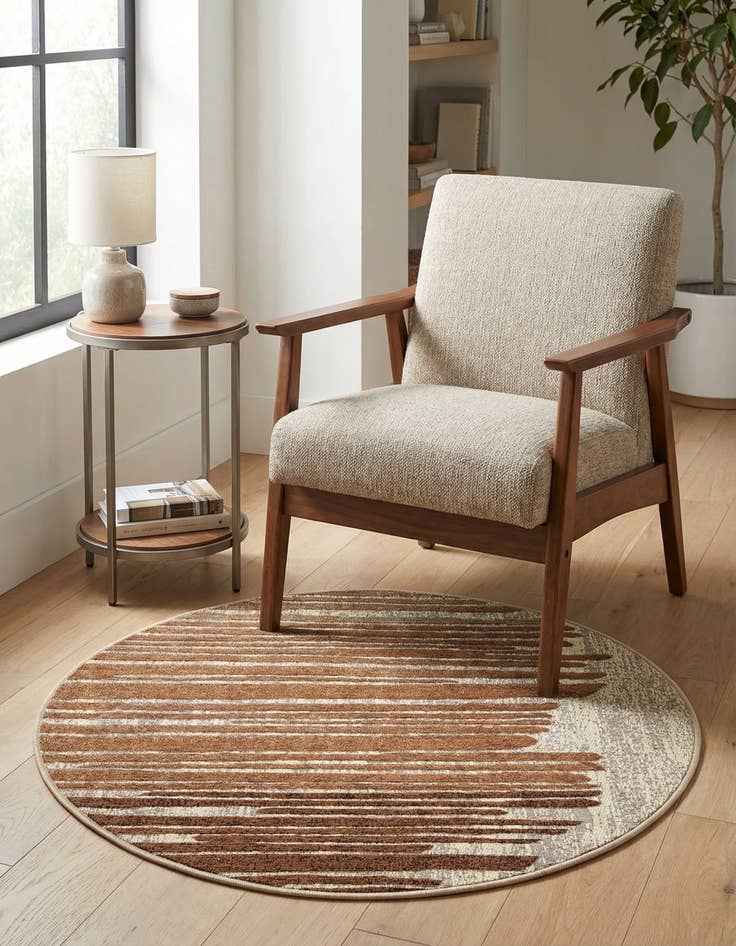 Detail image of 3' x 3'  Washable Modern Indoor / Outdoor Round Rug