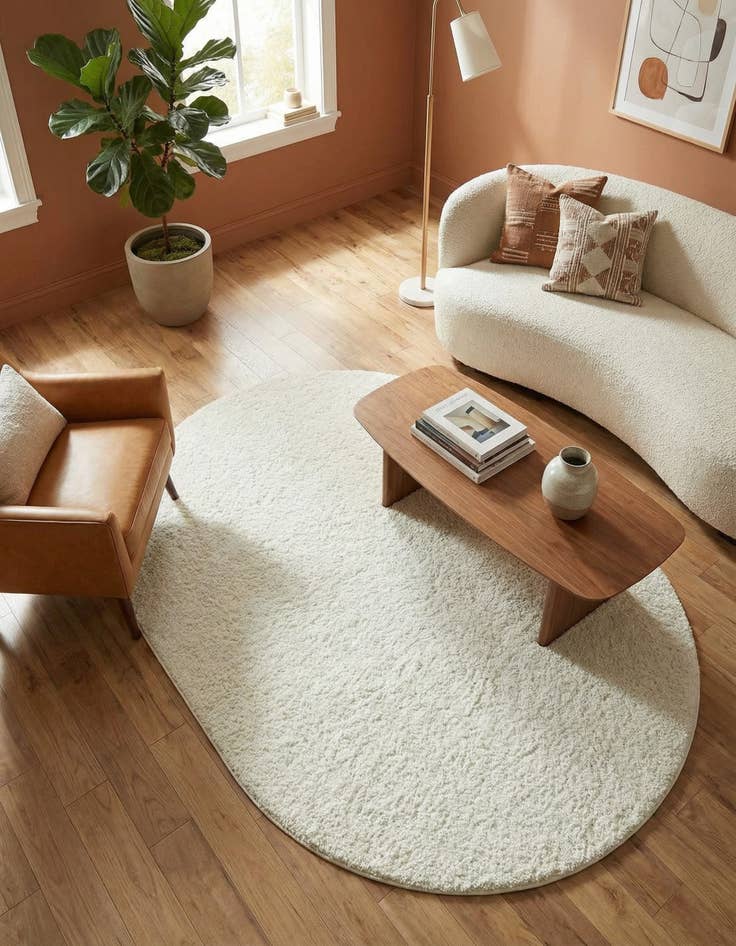 Detail image of 4' 1 x 6' 1 Soft Solid Shag Oval Rug