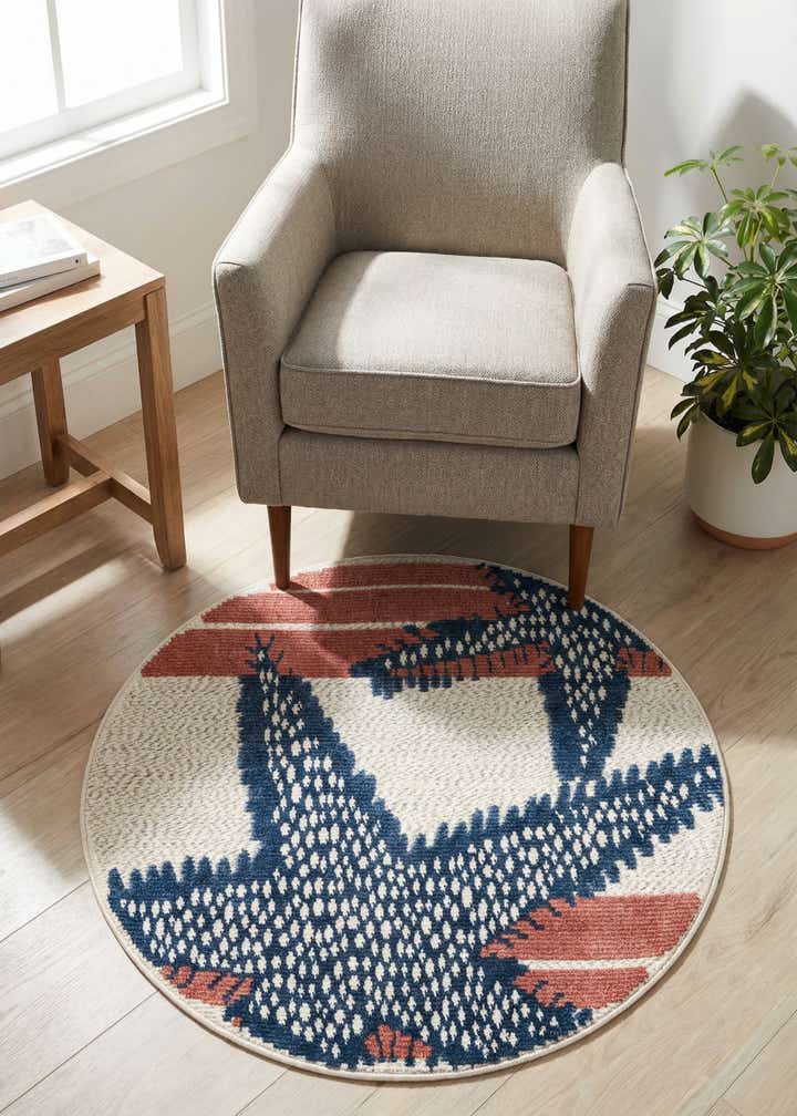 3' 3 x 3' 3 Easy-Clean Belize Indoor / Outdoor Round Rug