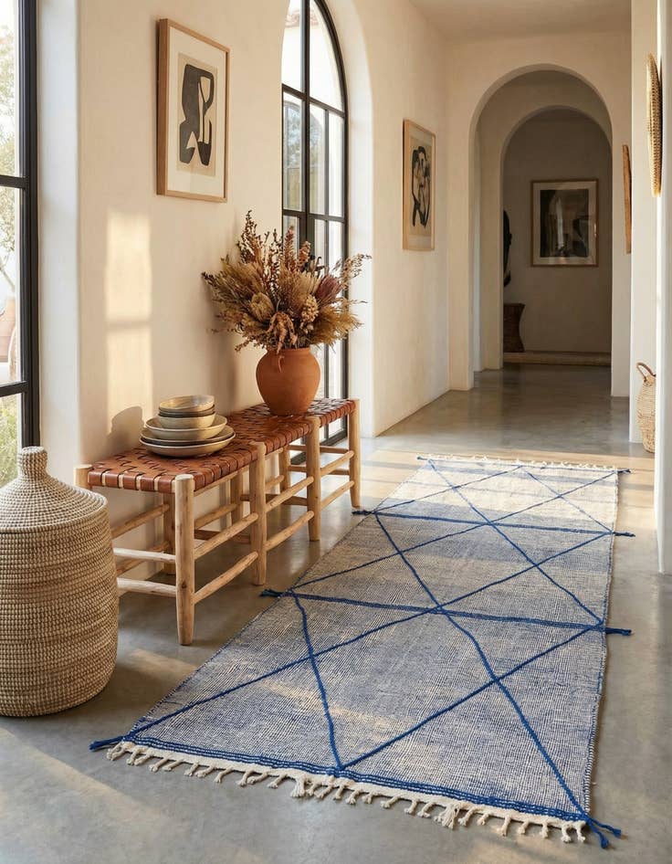 Detail image of 5' 2 x 9' 7 Hand Knotted Moroccan Wool Runner Rug