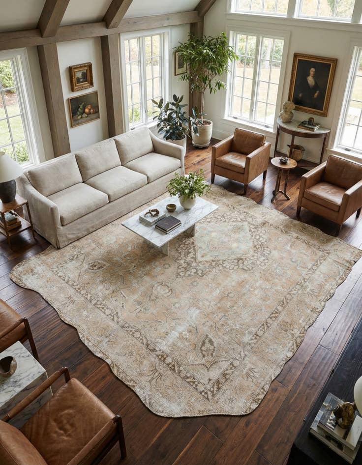 Detail image of 8' 6 x 9' 2 Hand Knotted Ultra Vintage Persian Wool Square Rug