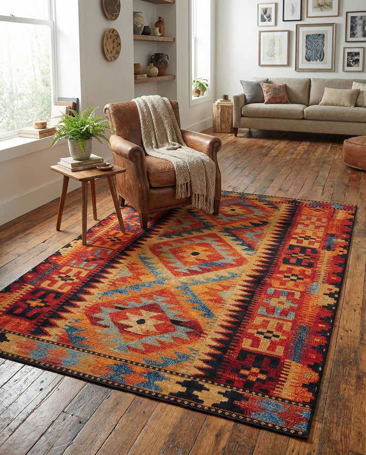 4' x 6' Easy-Clean Tribal Indoor / Outdoor Rug