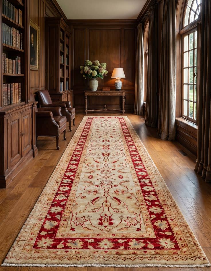 Detail image of 2' 10 x 11' 10 Hand Knotted Peshawar Ziegler Runner Rug