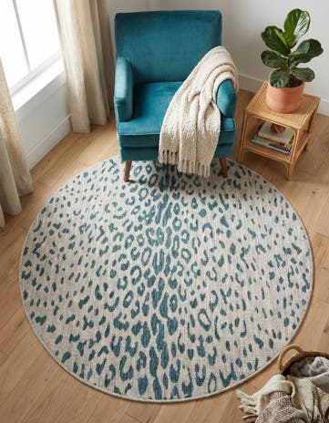 4' x 4' Easy-Clean Safari Indoor / Outdoor Round Rug