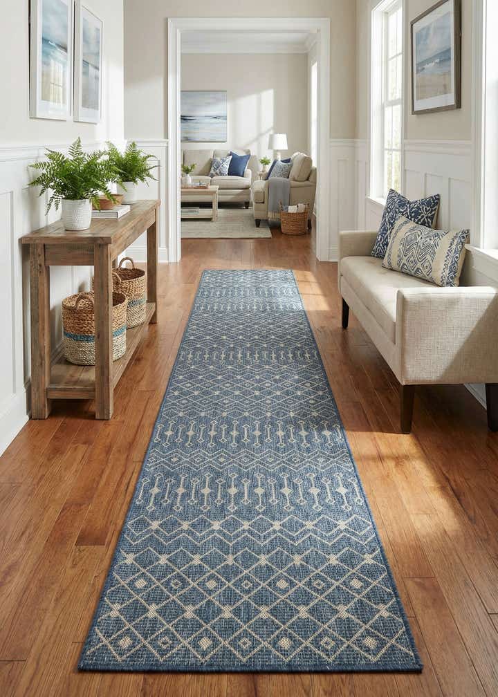 2' 7 x 14' Easy-Clean Trellis Indoor / Outdoor Runner Rug