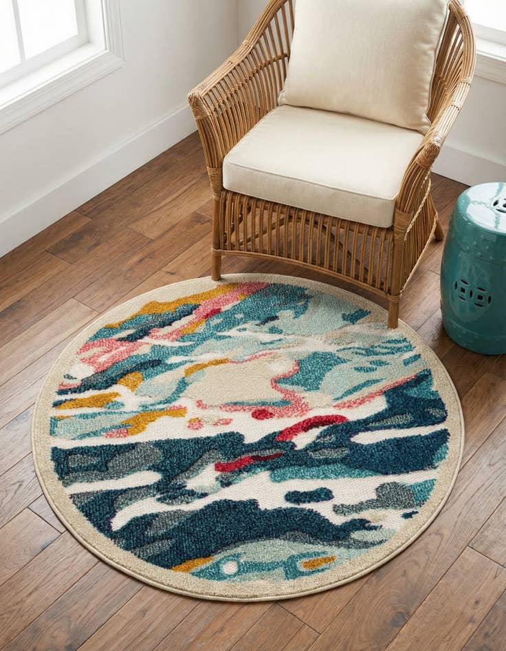 Detail image of 3' x 3' Washable Casablanca Indoor / Outdoor Round Rug