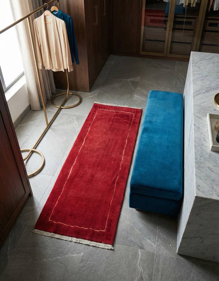 Detail image of 2' 4 x 4' 7 Hand Knotted Nepal Runner Rug