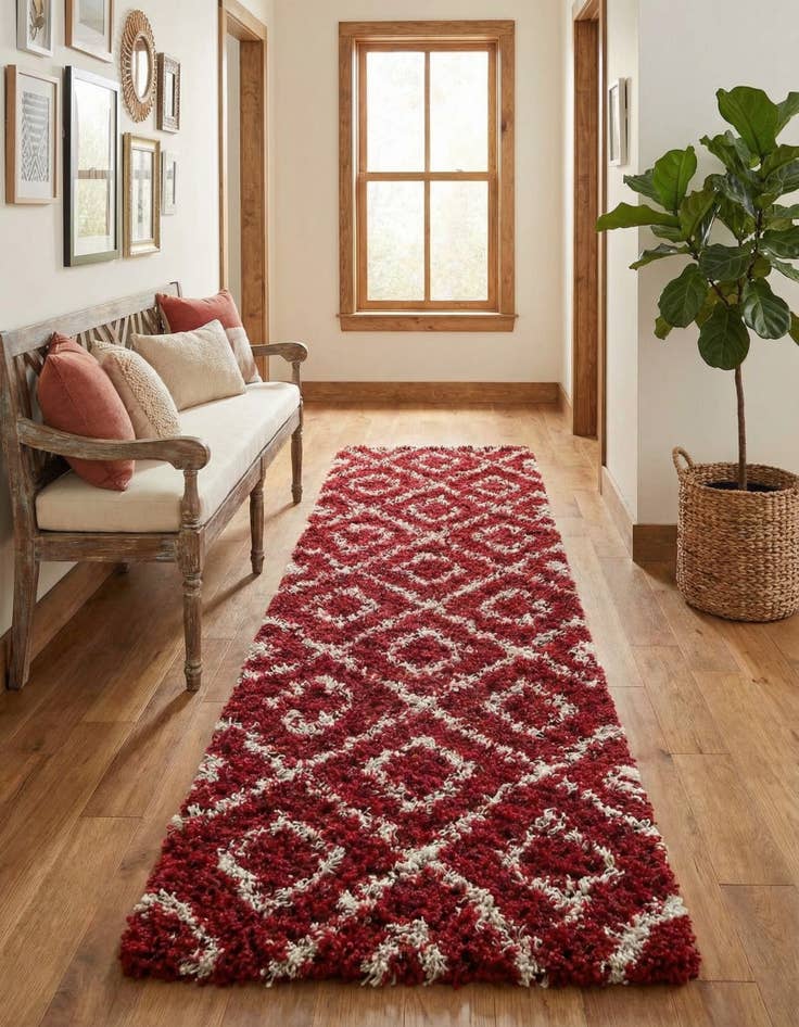 Detail image of 2' 7 x 12' Trellis Shag Runner Rug