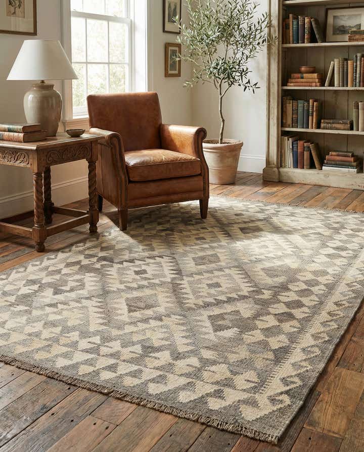 4' 2 x 6' Hand Woven Kilim Maymana Wool Rug