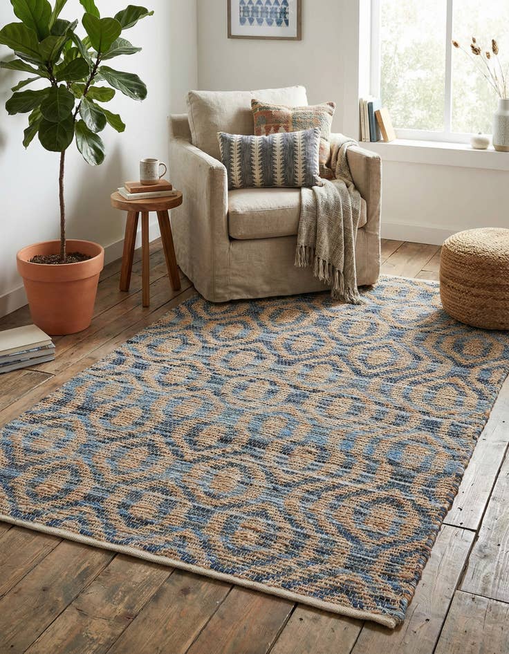 Detail image of 4' 1 x 6' 1  Hand Woven Chindi Jute Rug