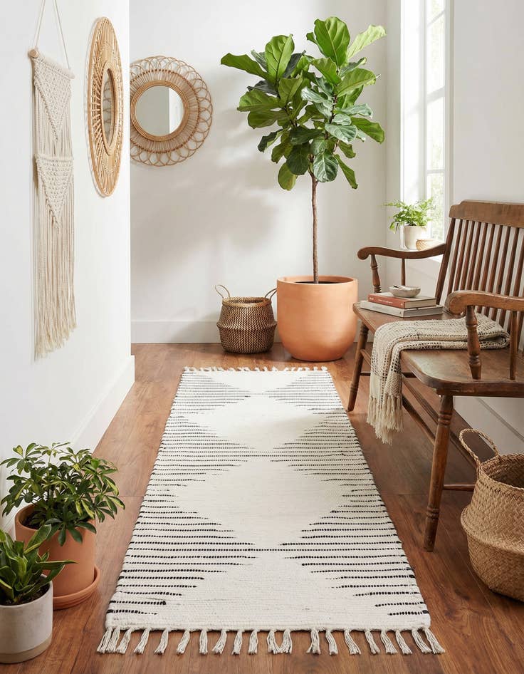 Detail image of 2' 2 x 6' 1 Hand Woven Chindi Cotton Runner Rug