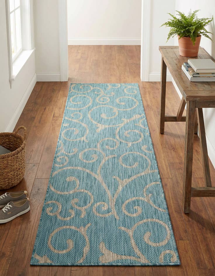 Detail image of 2' x 6' Washable Botanical Indoor / Outdoor Runner Rug