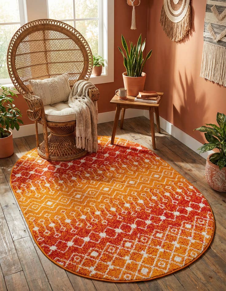 Detail image of 4' x 6' Moroccan Trellis Oval Rug