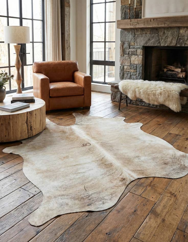 Detail image of 5' 2 x 6' 8 Cowhide Leather Rug