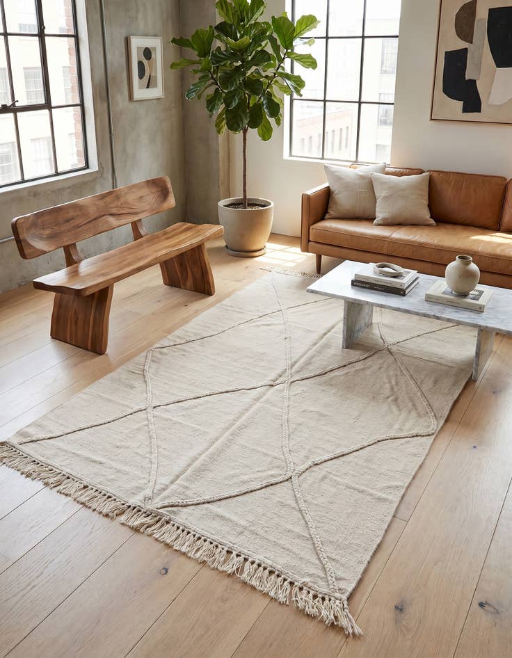Detail image of 4' 1 x 6' Hand Woven Kilim Modern Wool Rug