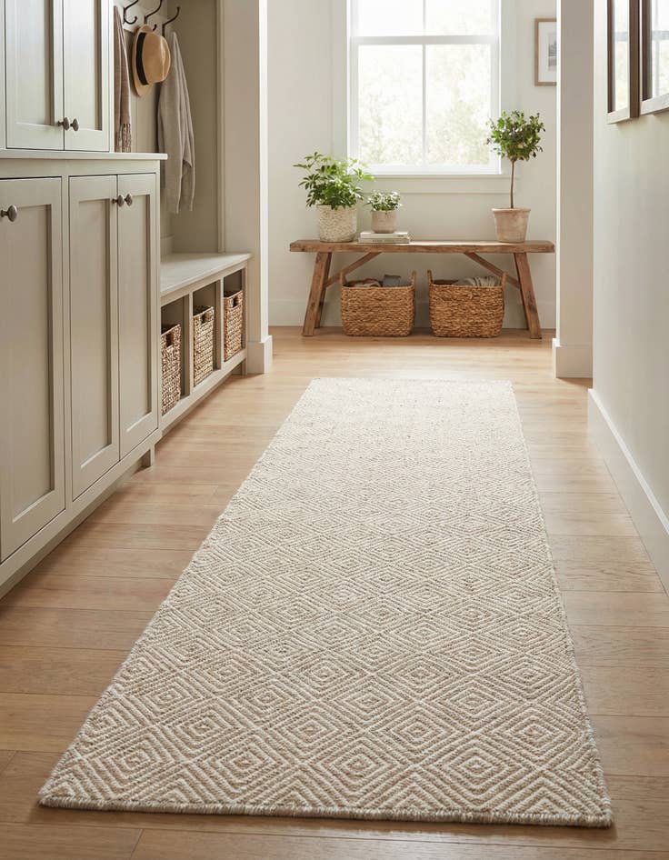 Detail image of 2' x 8'  Hand Woven Geo Trellis Flatweave Runner Rug