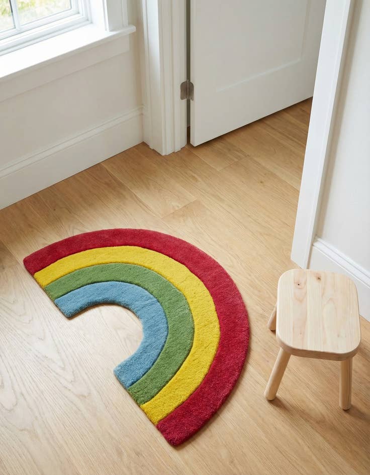 Detail image of 1' 4 x 2' 4 Happy Rugs Rainbow Wool Freeform