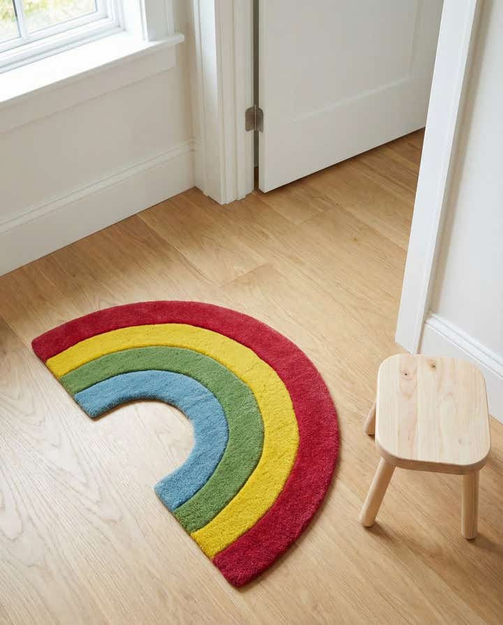 1' 4 x 2' 4 Happy Rugs Rainbow Wool Freeform