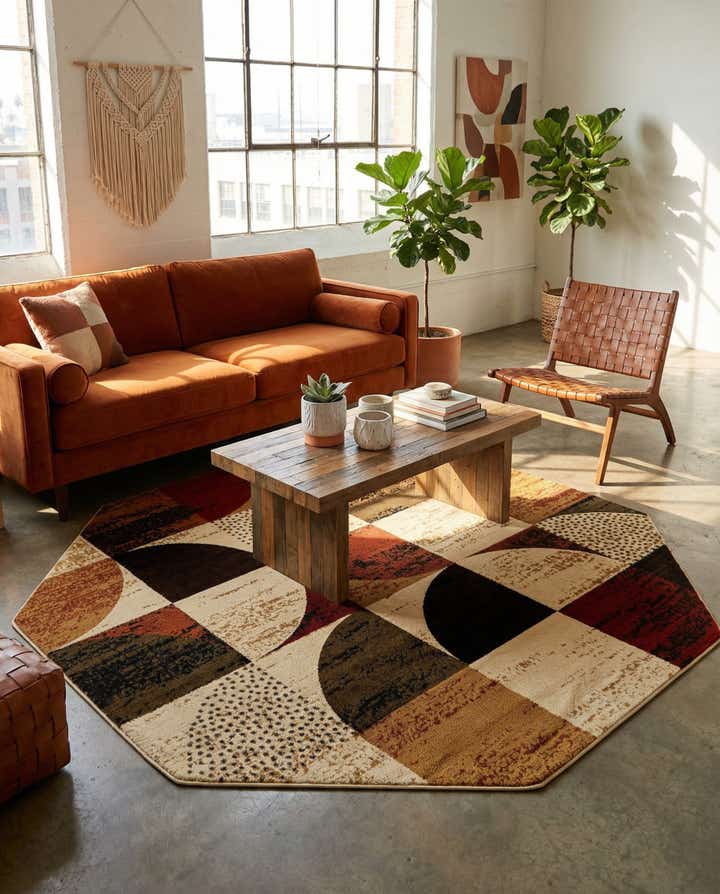 215cm x 215cm Café Achteck Teppich