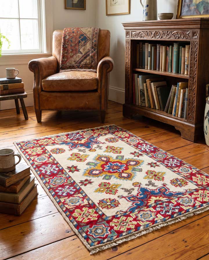 60cm x 90cm Noué main Kazak Tapis