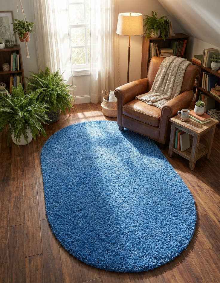 Detail image of 3' x 5' 3 Solid Shag Oval Rug