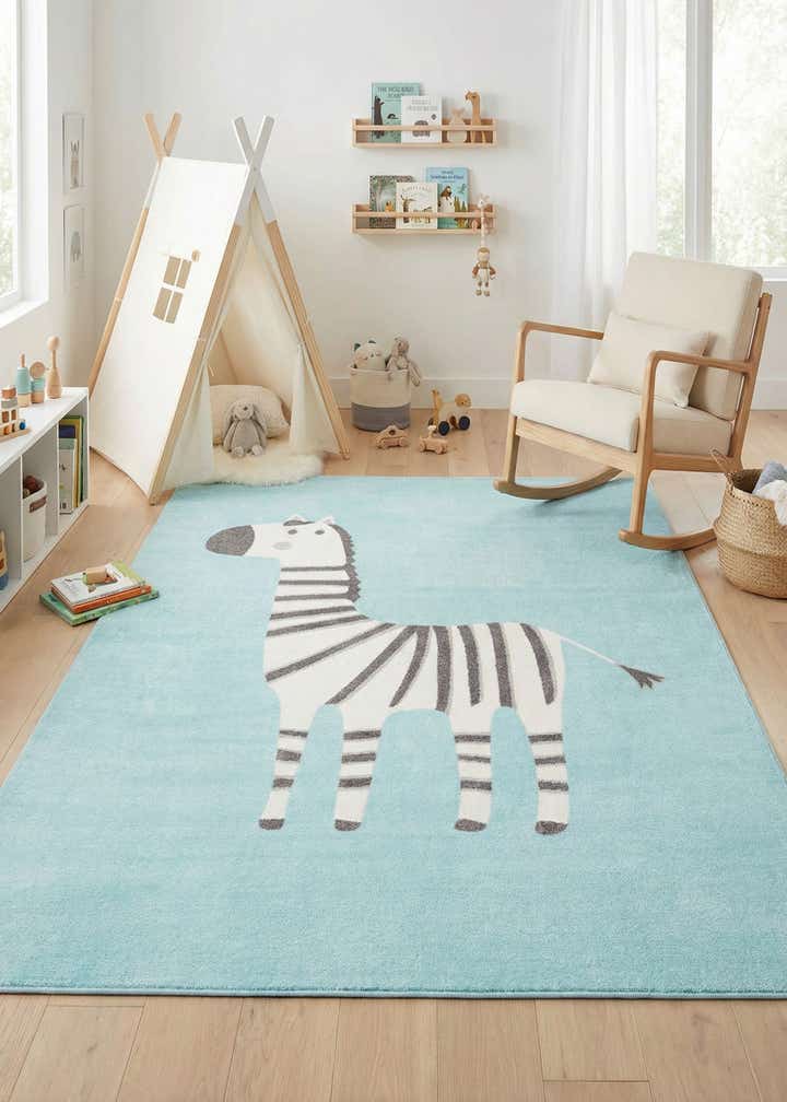 7' 10 x 10' Zebra Whimsy Kids Rug