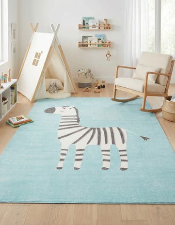 7' 10 x 10' Zebra Whimsy Kids Rug