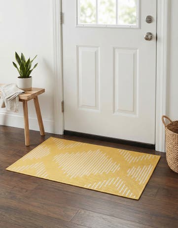 Yellow Easy-Clean Modern Indoor / Outdoor Rug
