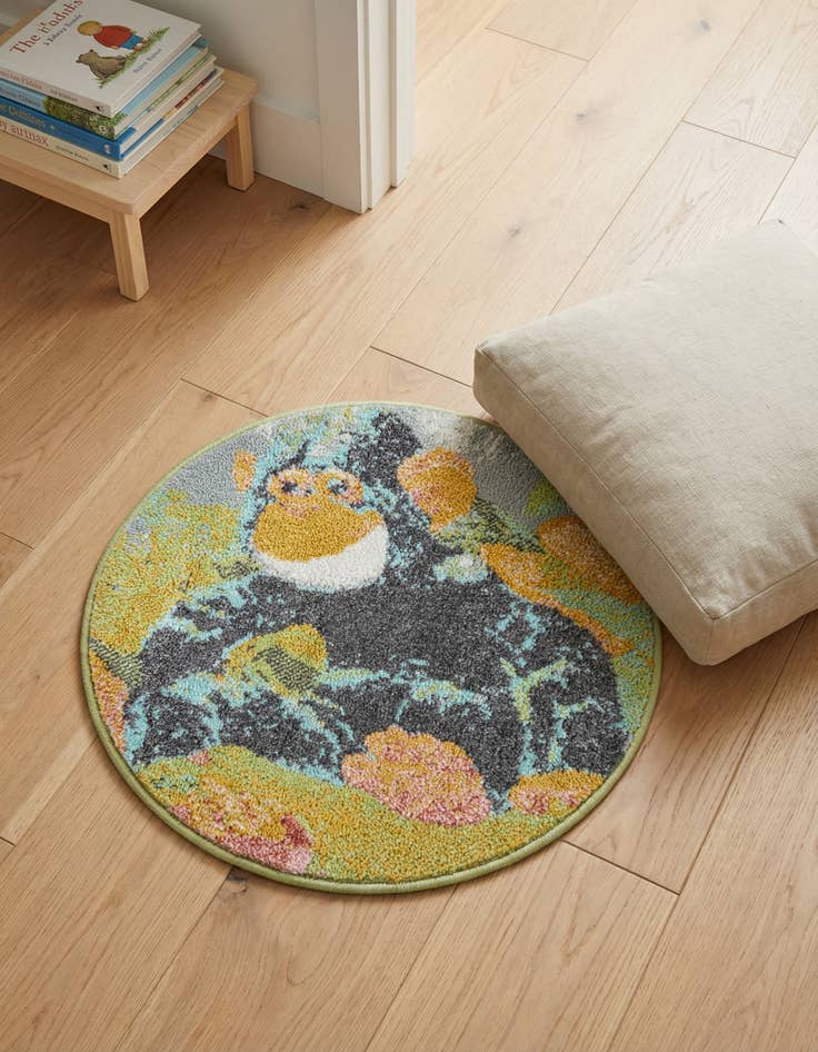 Detail image of 2' 2 x 2' 2 Gorilla Whimsy Kids Round Rug