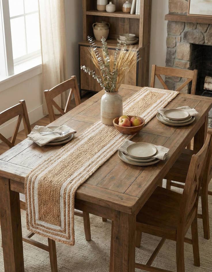 Detail image of 1' 2 x 5' 1 Handmade Braided Jute Table Runner Rug