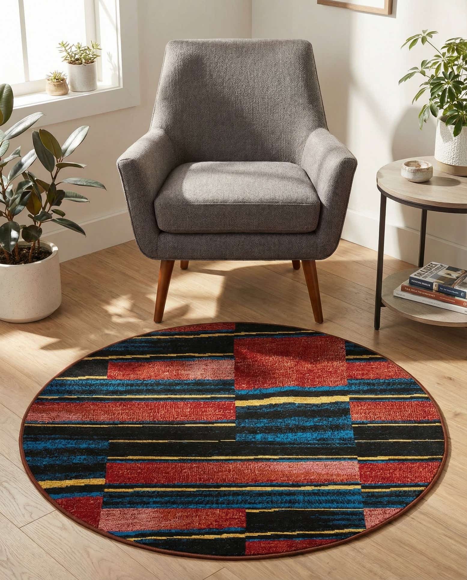 3' x 3' Easy-Clean Modern Indoor / Outdoor Round Rug