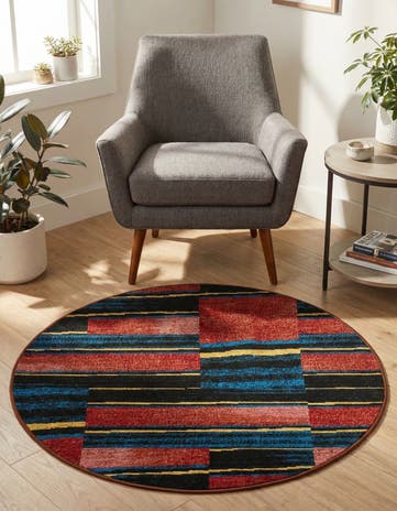 Easy-Clean Modern Indoor / Outdoor Round Rug