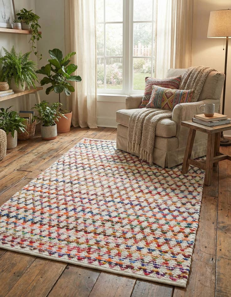 Detail image of 4' 1 x 6' 1  Hand Woven Braided Chindi Rug