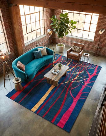 Blue Washable Casablanca Rug
