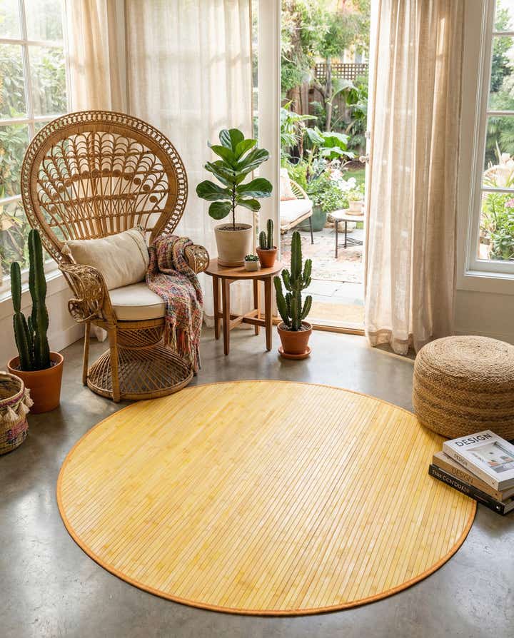 160cm x 160cm Bamboo Rond Vloerkleed