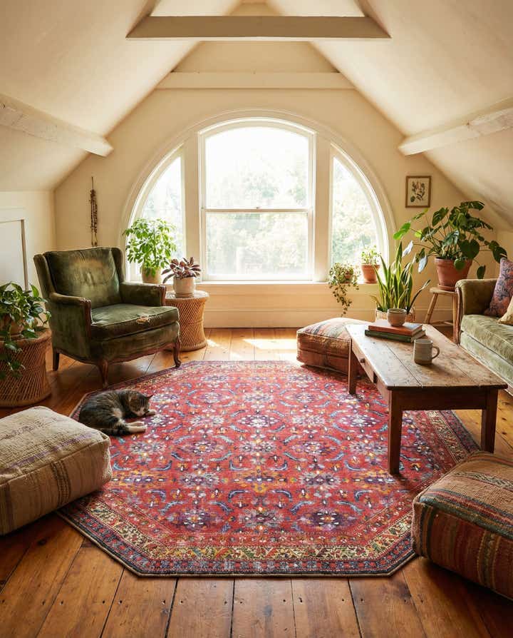 7' 6 x 7' 6 Washable Timeless Octagon Rug