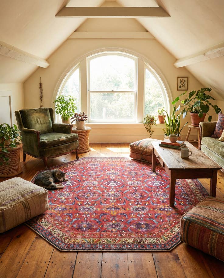 Detail image of 7' 6 x 7' 6 Washable Timeless Octagon Rug
