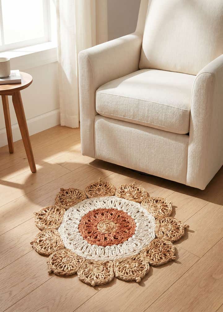 2' x 2' Handmade Braided Jute Round Rug