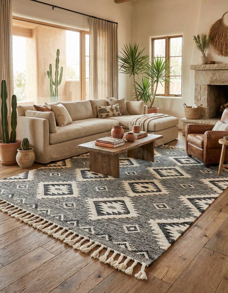 Detail image of 8' x 10'  Hand Woven Arizona Wool Rug