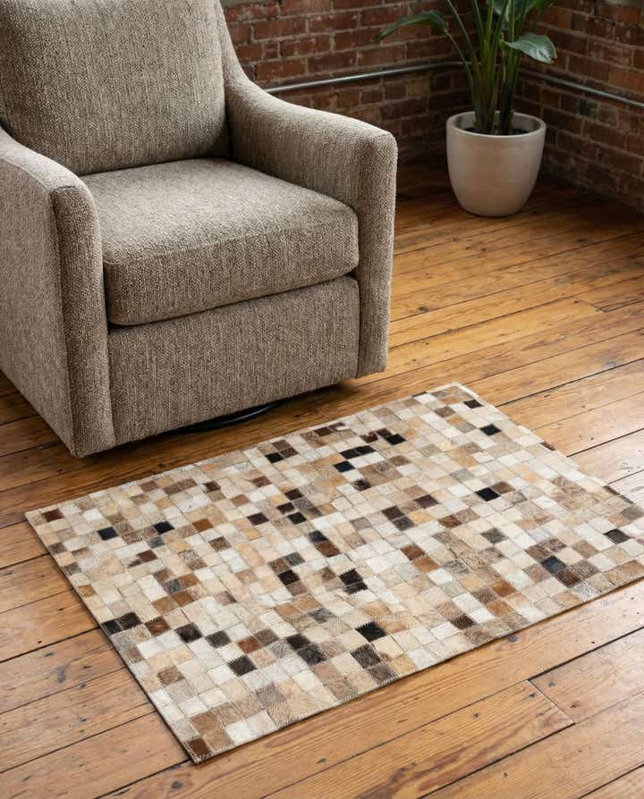 2' x 3' Cowhide Leather Rug