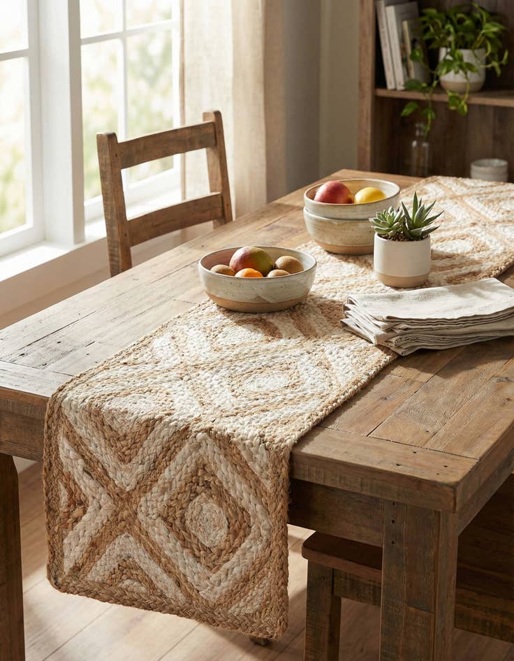 Detail image of 1' 2 x 4' 1 Handmade Braided Jute Table Runner Rug