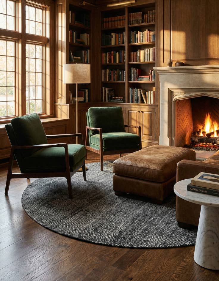 Detail image of 6' 11 x 6' 11  Hand Woven Jill Zarin English Manor Farmhouse Wool Round Rug