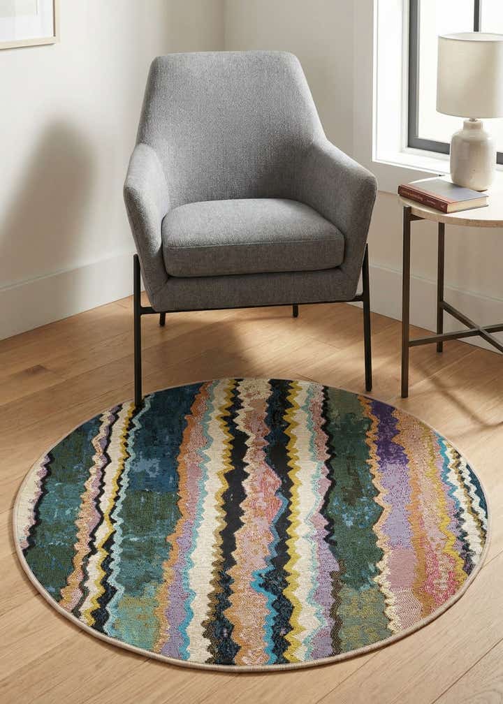 3' x 3' Easy-Clean Modern Indoor / Outdoor Round Rug
