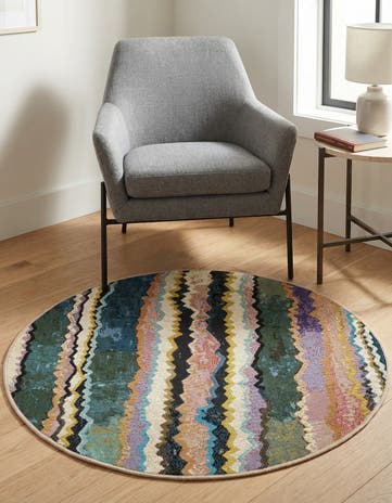Easy-Clean Modern Indoor / Outdoor Round Rug