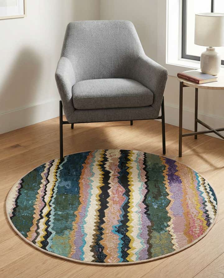 3' x 3' Easy-Clean Modern Indoor / Outdoor Round Rug