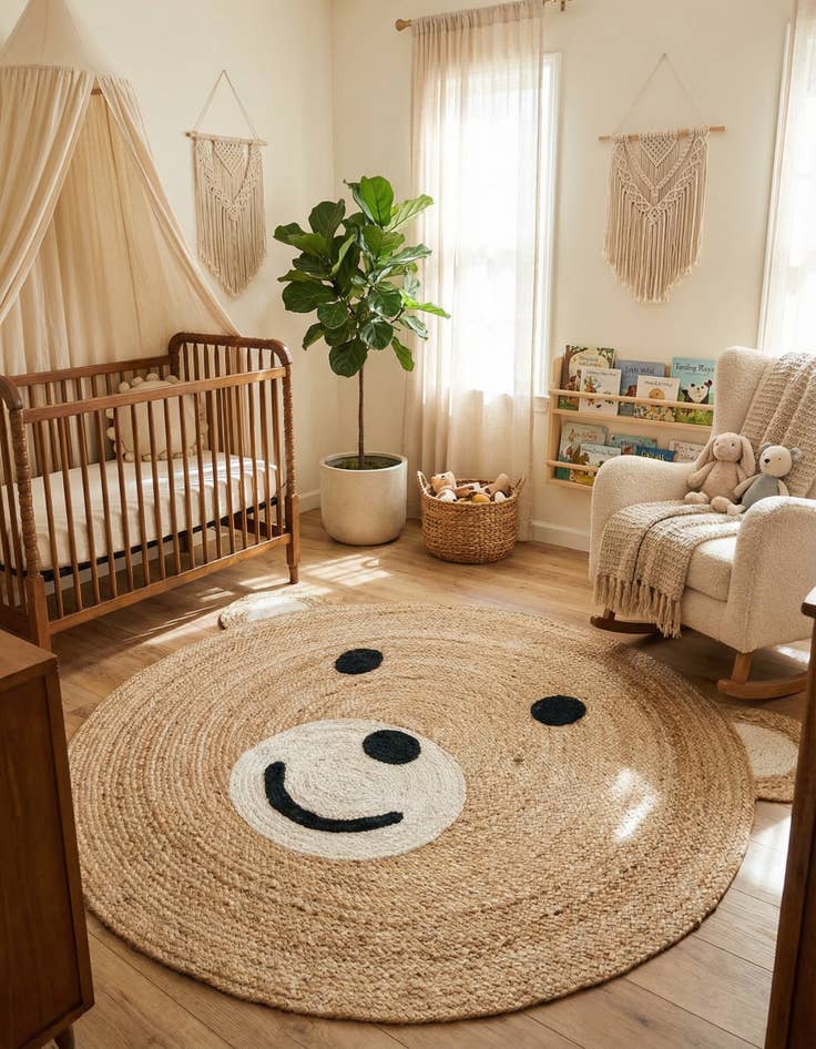 Detail image of 7' 10 x 7' 10  Hand Braided Kids Braided Jute Round Rug
