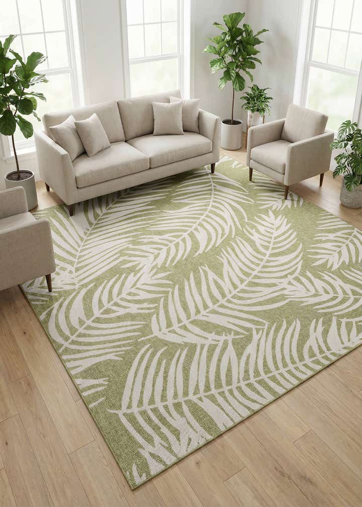 10' x 10' Easy-Clean Botanical Indoor / Outdoor Square Rug