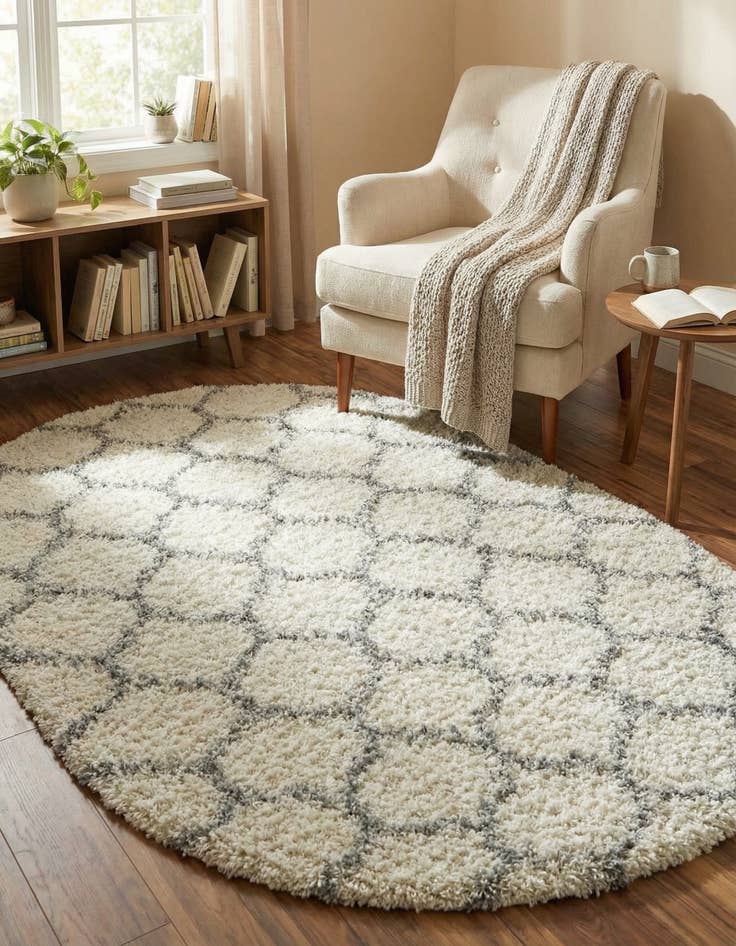 Detail image of 4' x 6' Trellis Shag Oval Rug