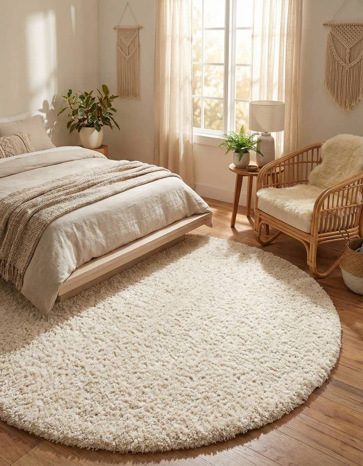 Detail image of 6' x 6' Solid Shag Round Rug