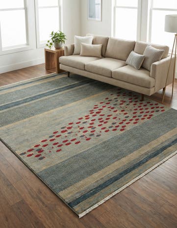 Blue Kashkuli Gabbeh Square Rug